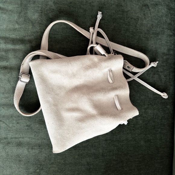 Free People Suede Drawstring Crossbody in Light Gray - Picture 5 of 6